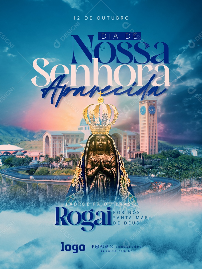 Post Dia de Nossa Senhora Aparecida Social Media PSD Editável