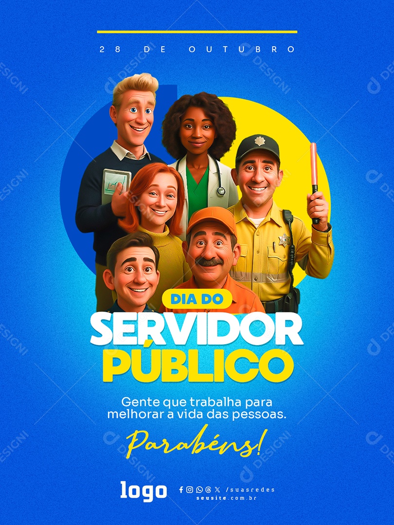 Post Dia do Servidor Público Social Media PSD Editável