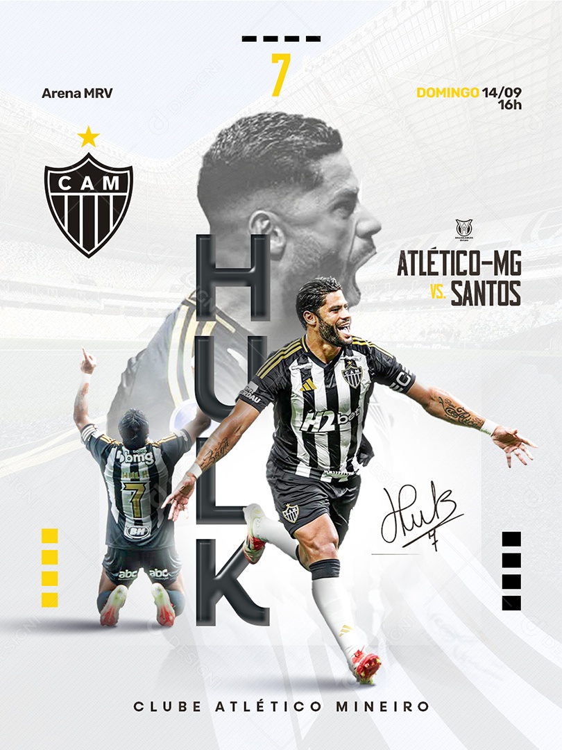 Post Jogo de Futebol Atletico Mineiro Social Media PSD Editável