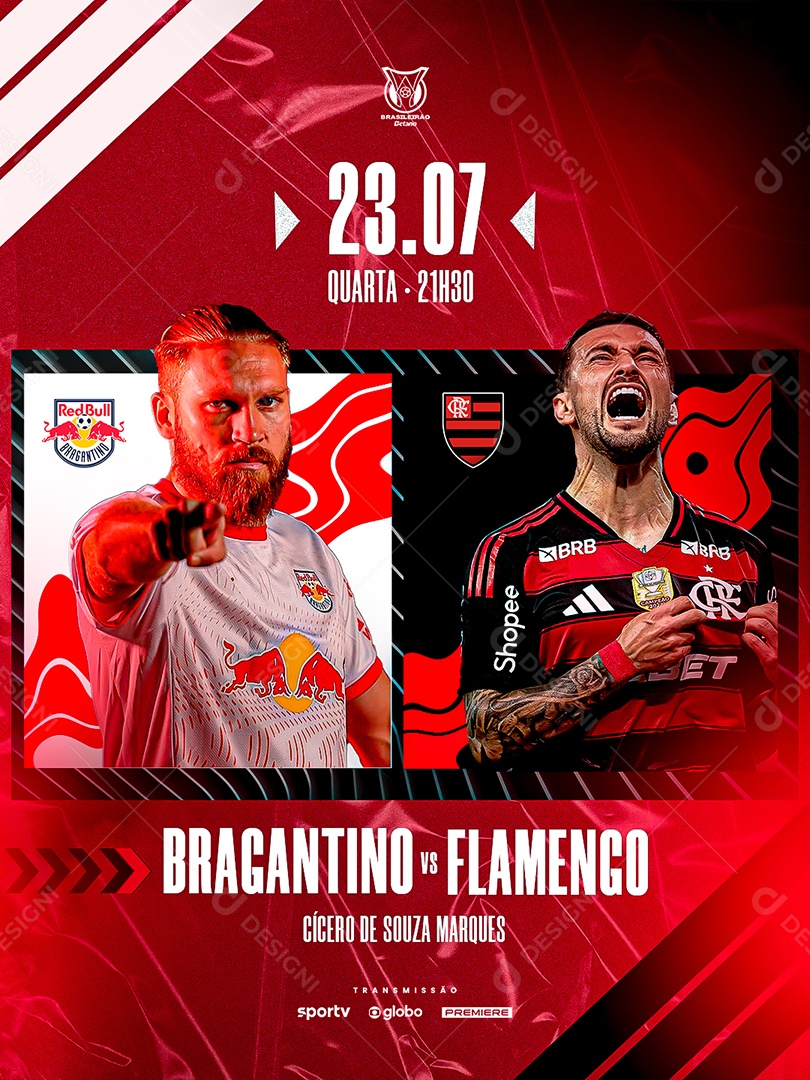 Post Jogo de Futebol Flamengo Social Media PSD Editável