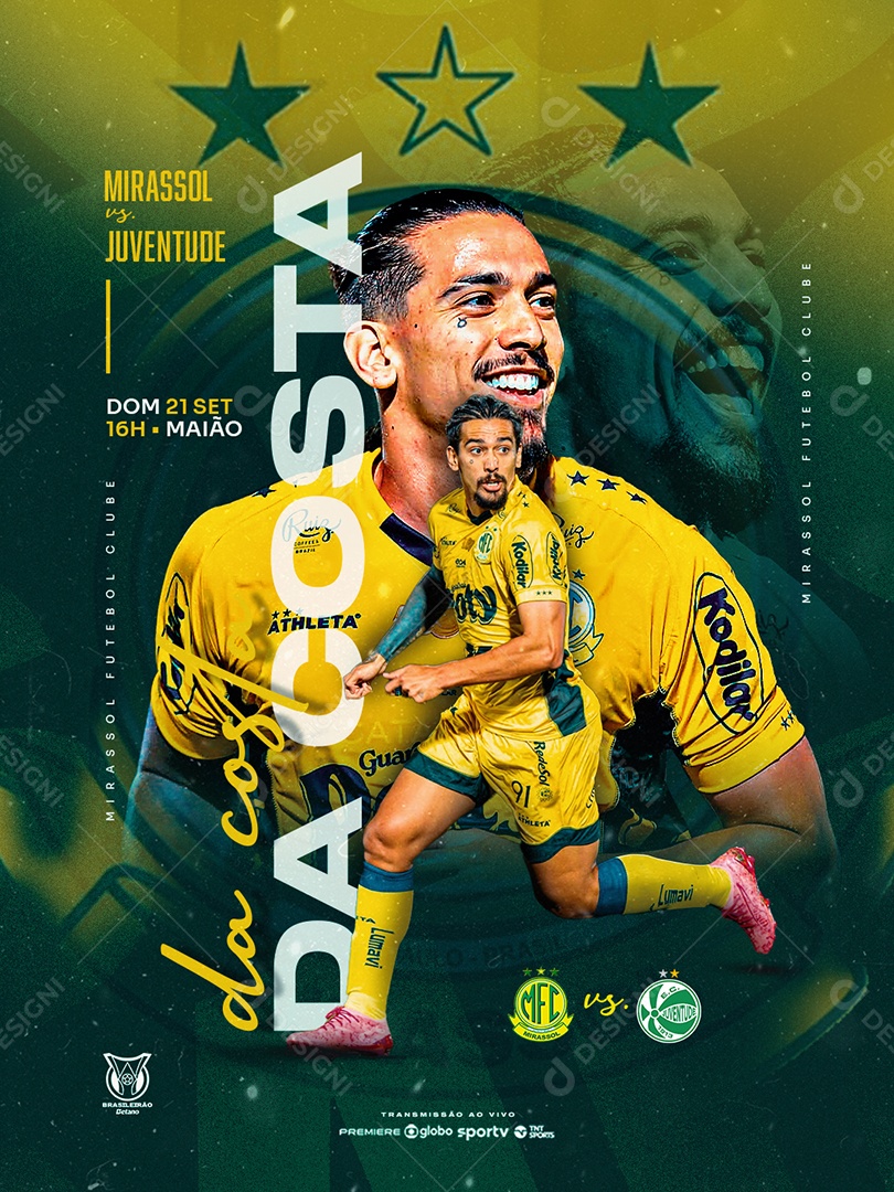 Post Jogo de Futebol Mirassol Social Media PSD Editável