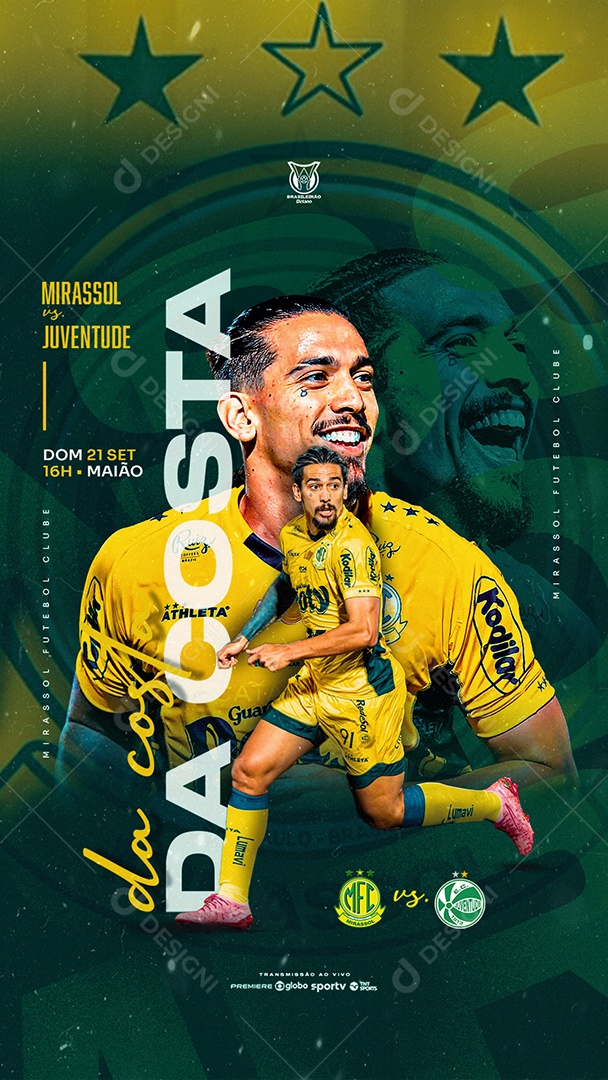 Post Jogo de Futebol Mirassol Story Social Media PSD Editável