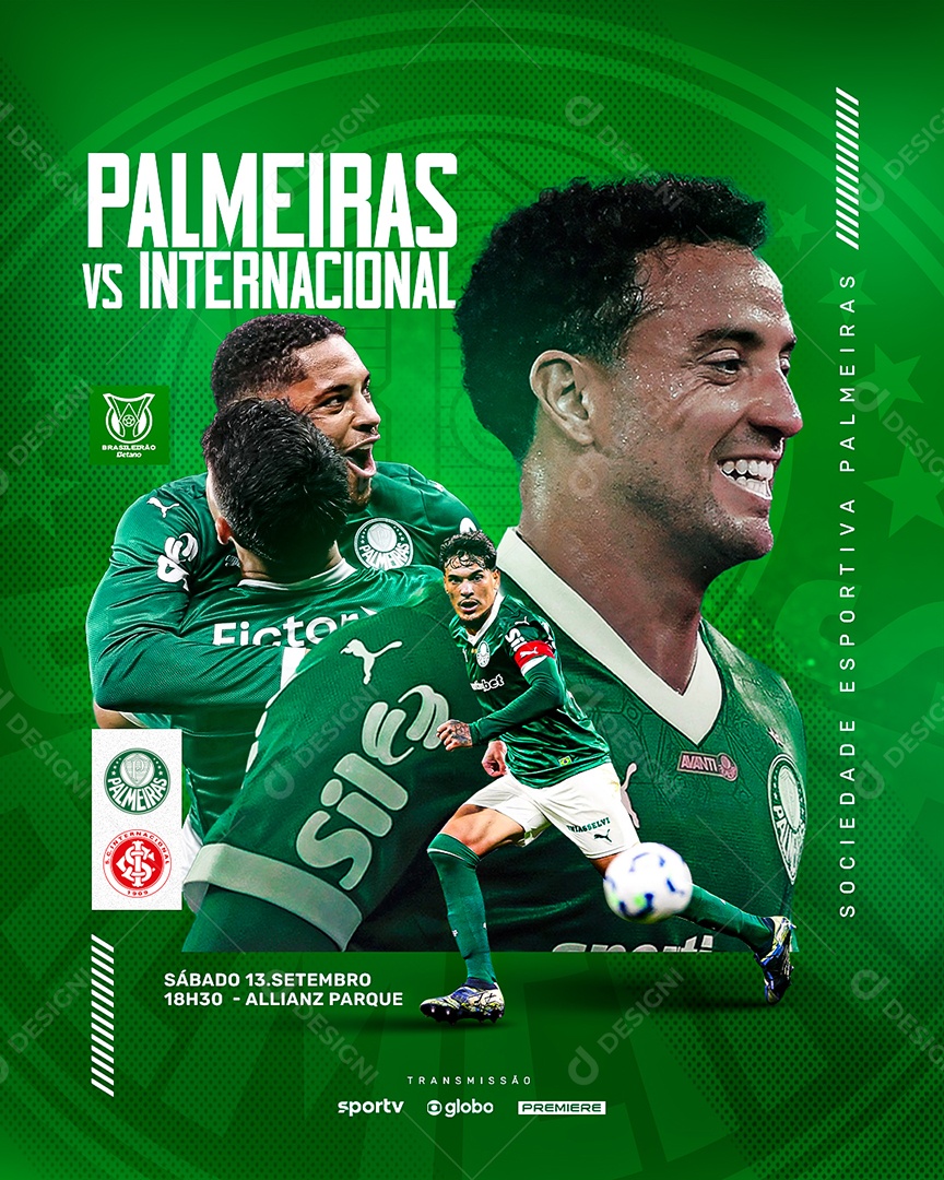 Post Jogo de Futebol Palmeiras Social Media PSD Editável
