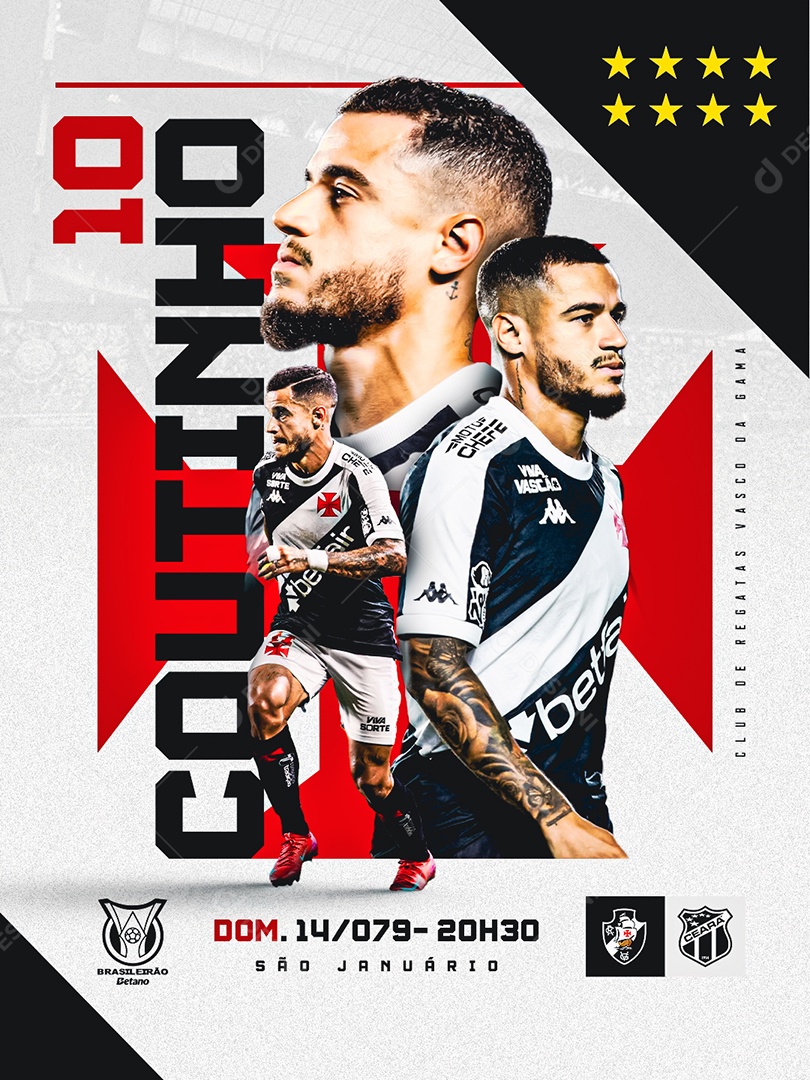 Post Jogo de Futebol Vasco Social Media PSD Editável