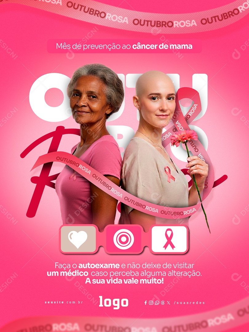 Post Outubro Rosa Social Media PSD Editável