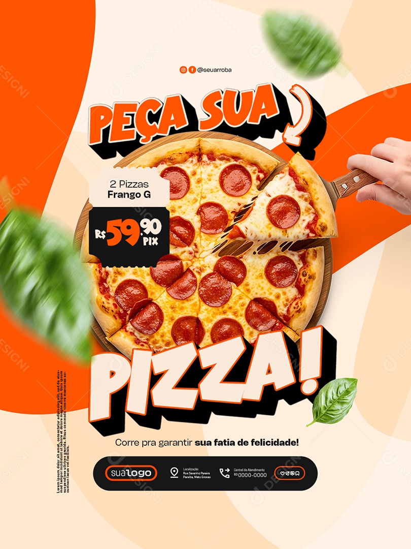 Pizzaria Peça Sua Pizza Social Media PSD Editável