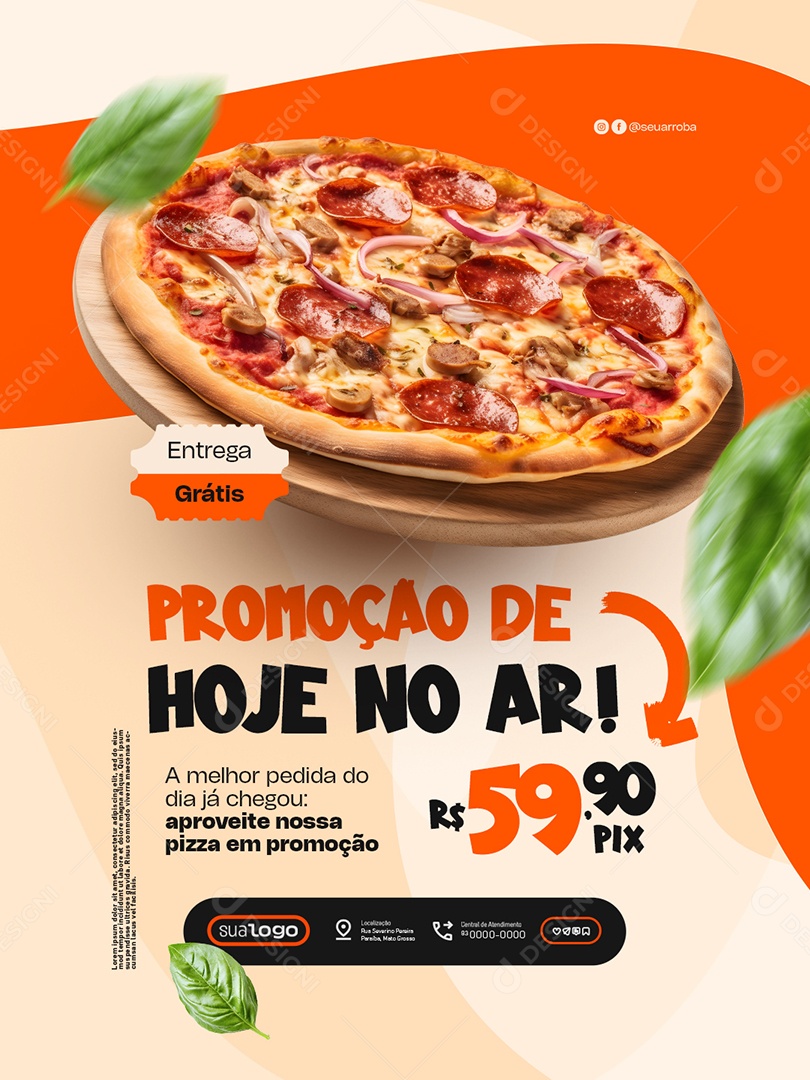 Pizzaria Promoção de Hoje no Ar Social Media PSD Editável