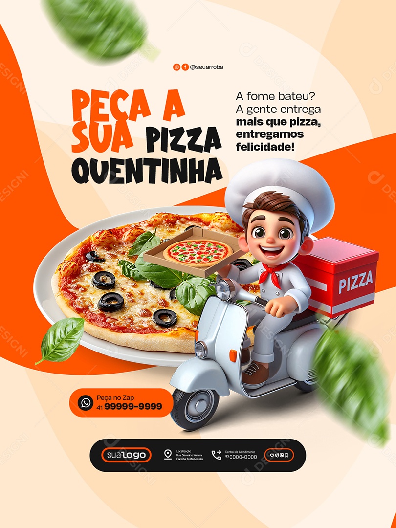 Pizzaria Peça a Sua Pizza Quentinha Social Media PSD Editável