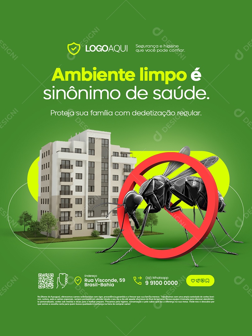 Dedetizadora Ambiente Limpo é Sinônimo de Saúde Social Media PSD Editável