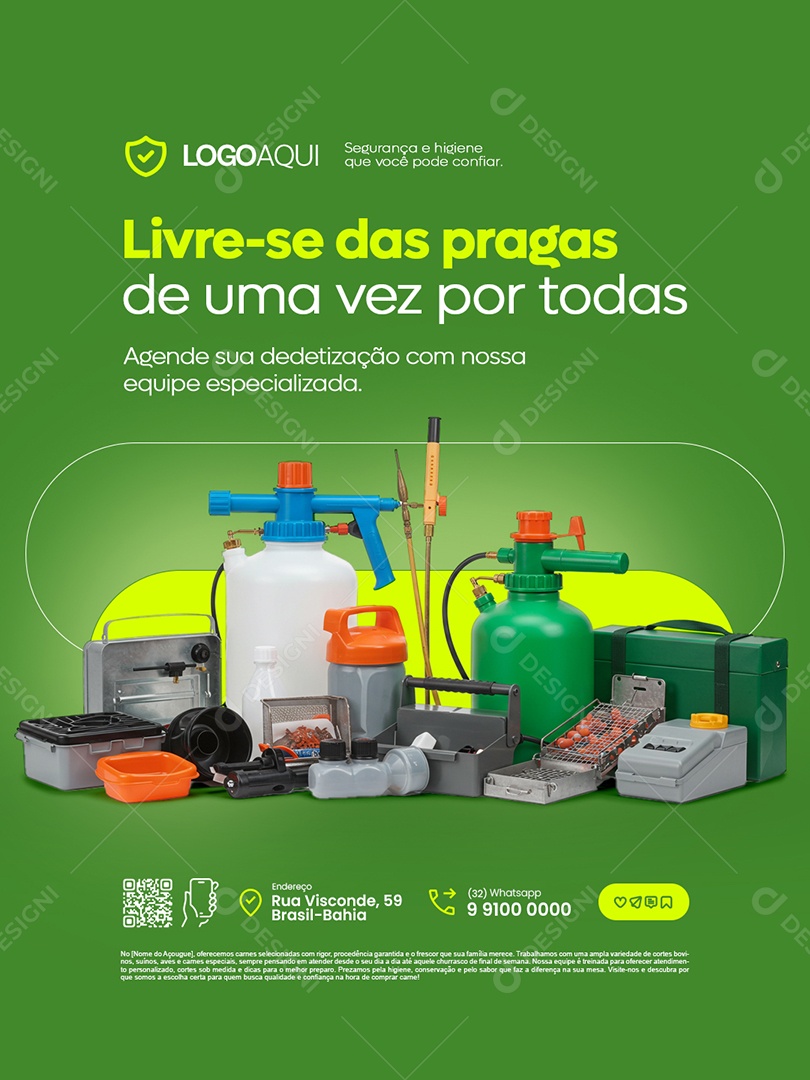 Dedetizadora Livre-Se das Pragas de Uma Vez por Todas Social Media PSD Editável