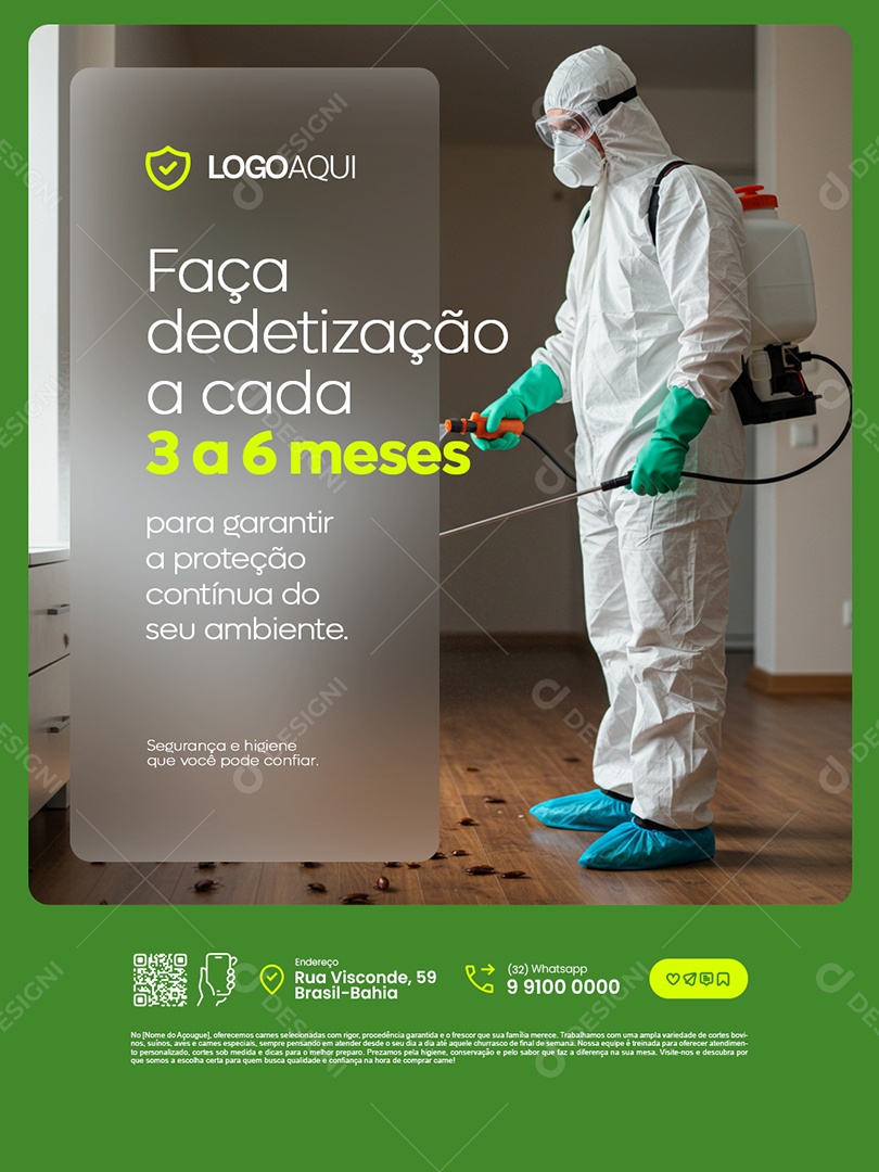 Dedetizadora Faça Dedetização a Cada 3 a 6 Meses Social Media PSD Editável