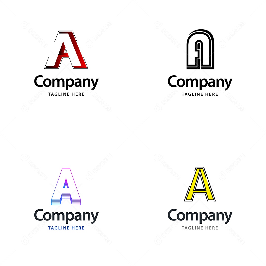 Pacote de Logotipo Letra A Ilustração Vetor EPS