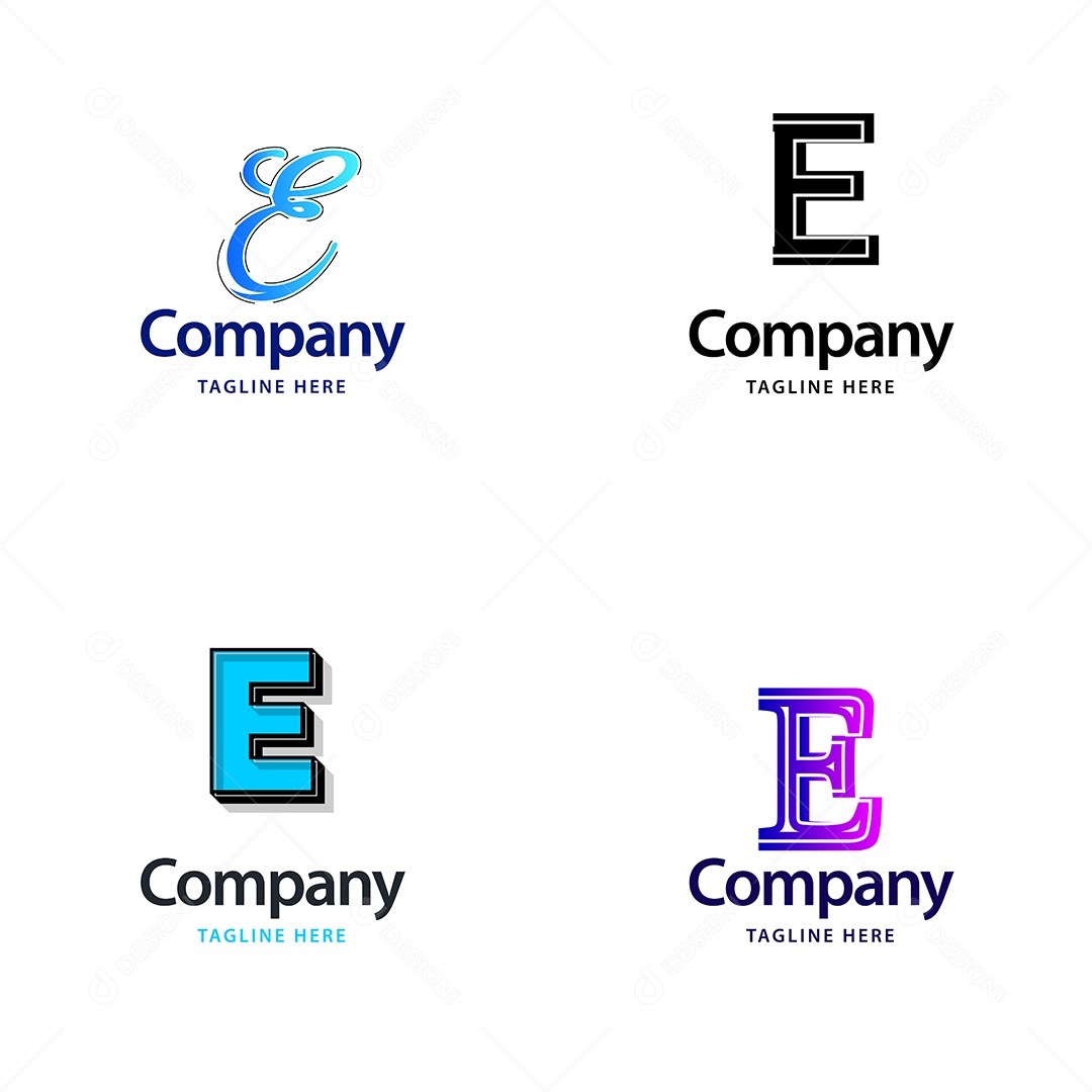 Pacote de Logotipo Letra E Ilustração Vetor EPS
