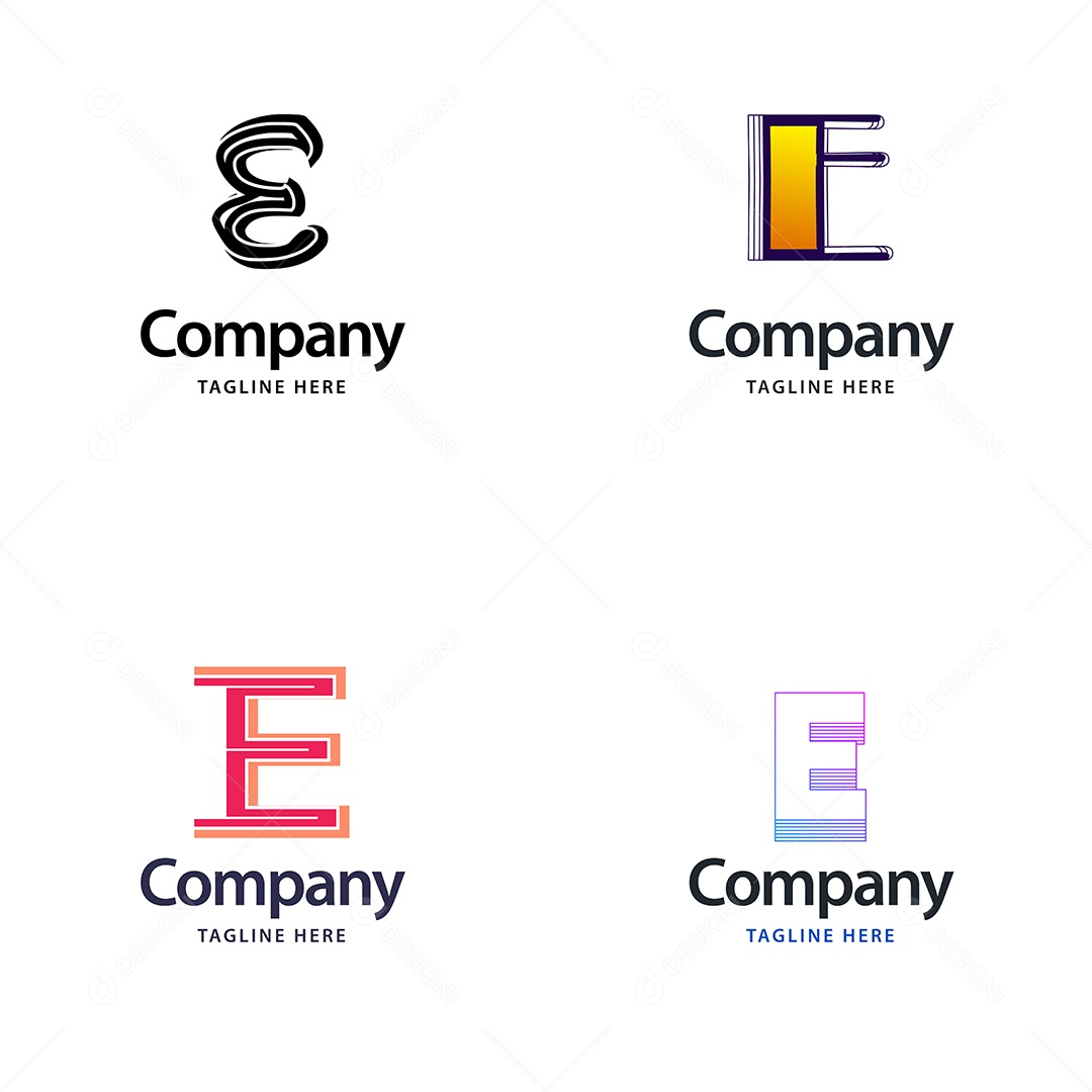 Pacote de Logotipo Letra E Ilustração Vetor EPS