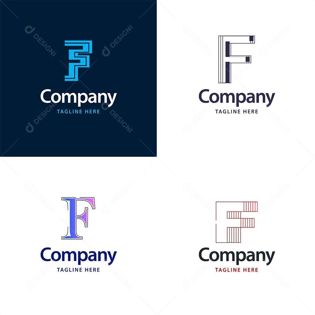 Pacote de Logotipo Letra F Ilustração Vetor EPS