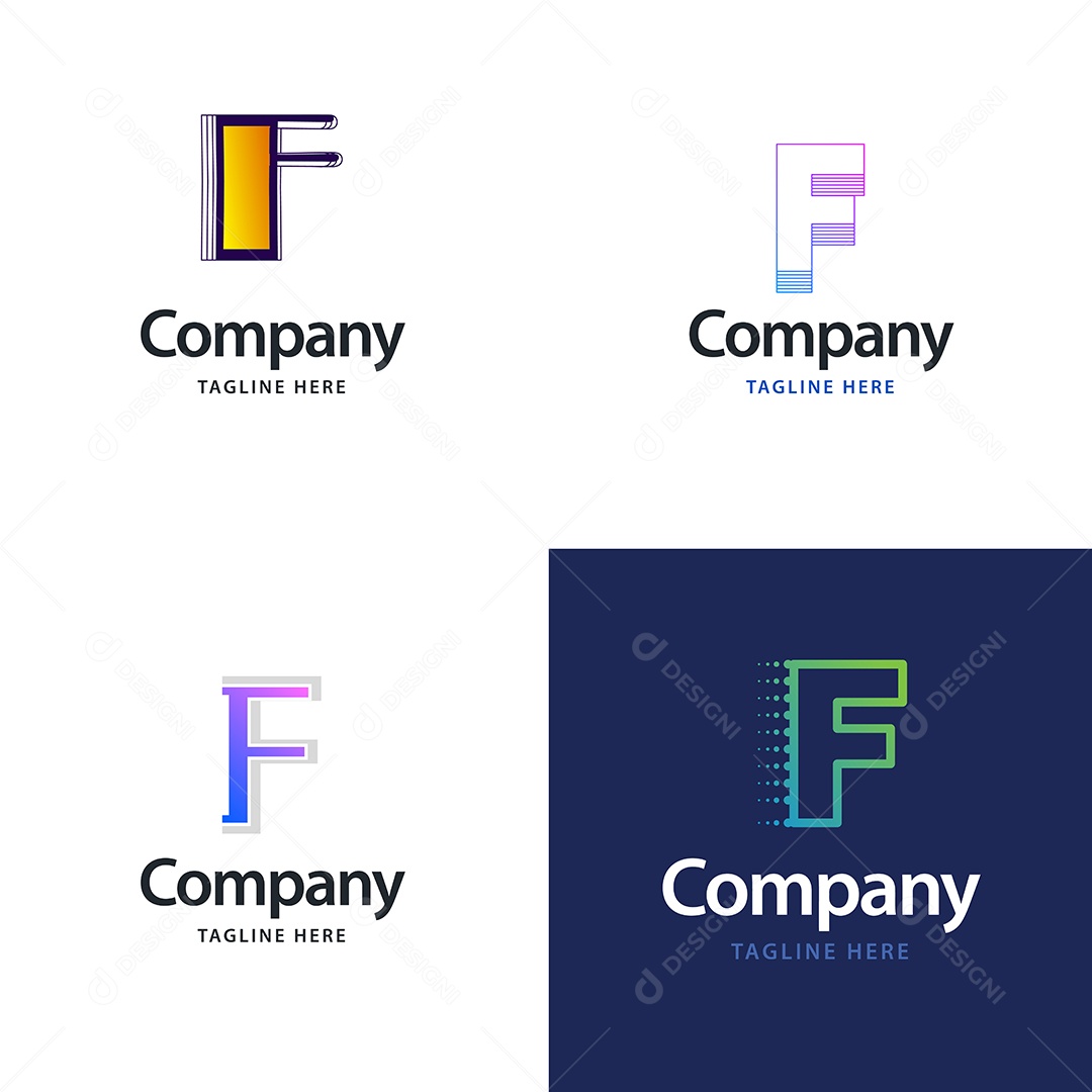 Pacote de Logotipo Letra F Ilustração Vetor EPS