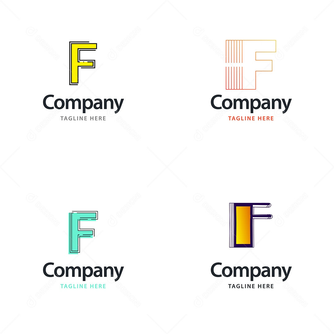Pacote de Logotipo Letra F Ilustração Vetor EPS