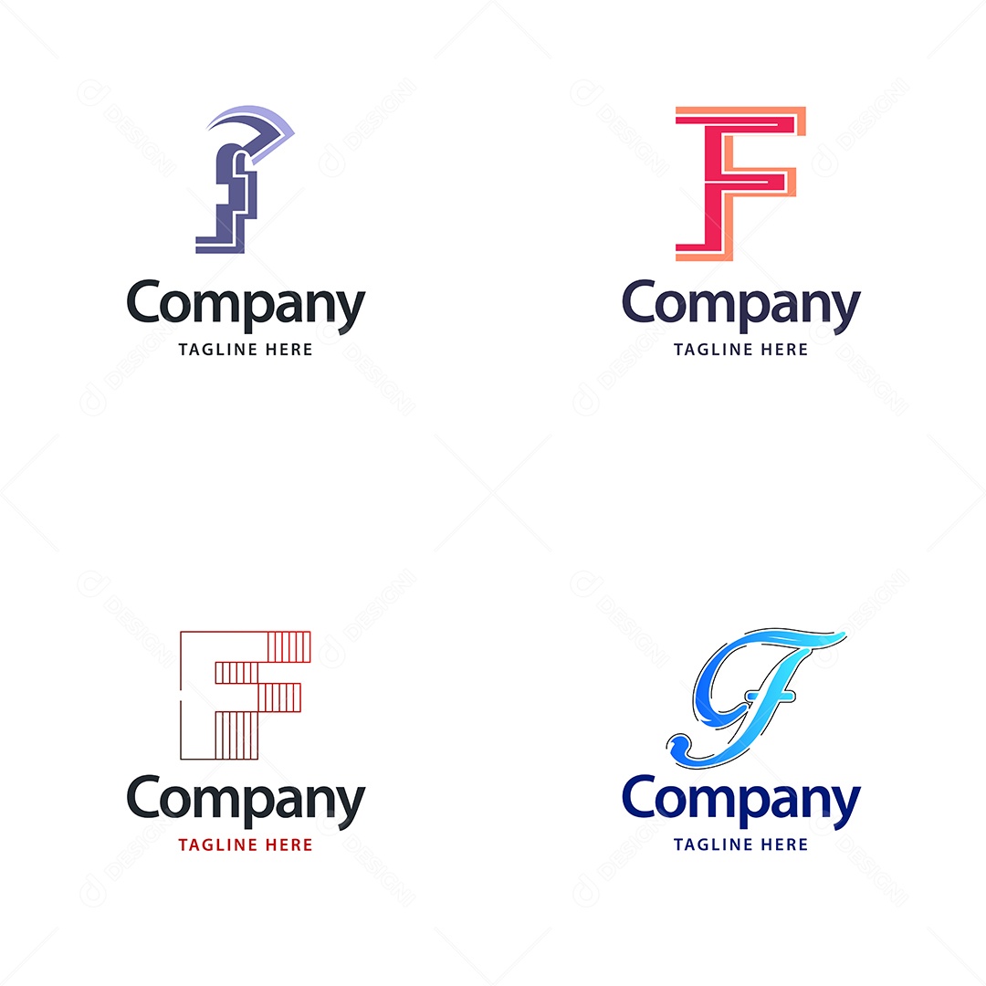 Pacote de Logotipo Letra F Ilustração Vetor EPS