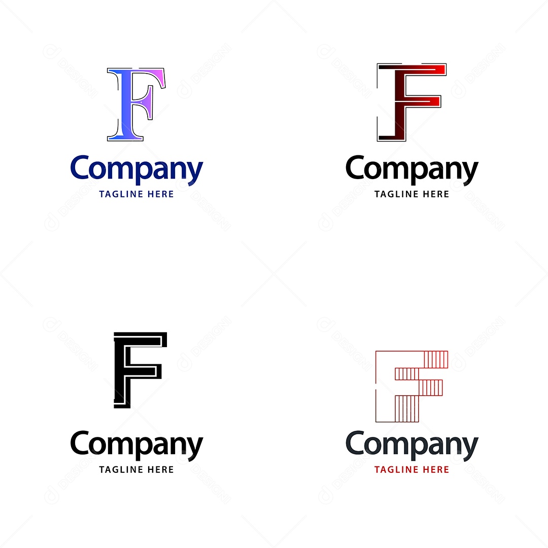 Pacote de Logotipo Letra F Ilustração Vetor EPS