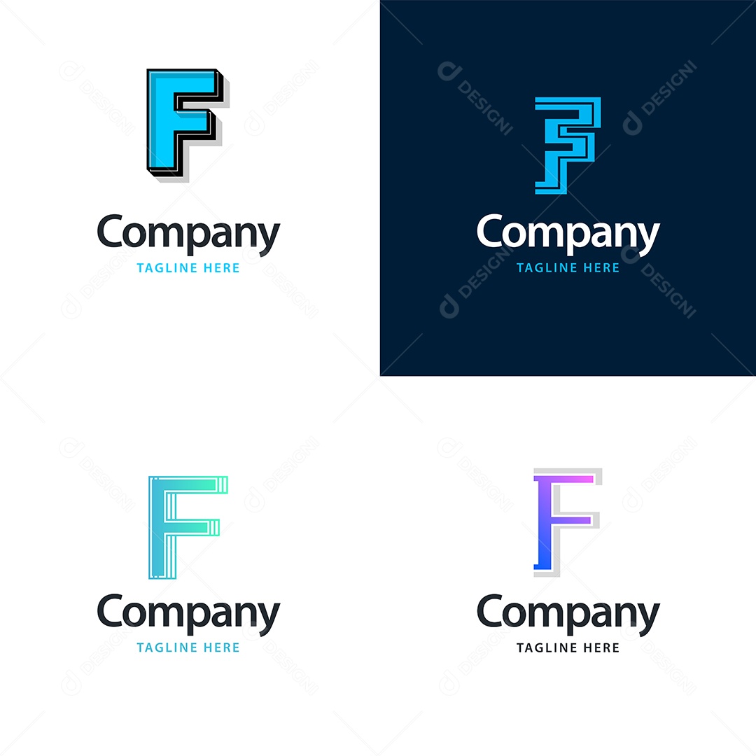 Pacote de Logotipo Letra F Ilustração Vetor EPS