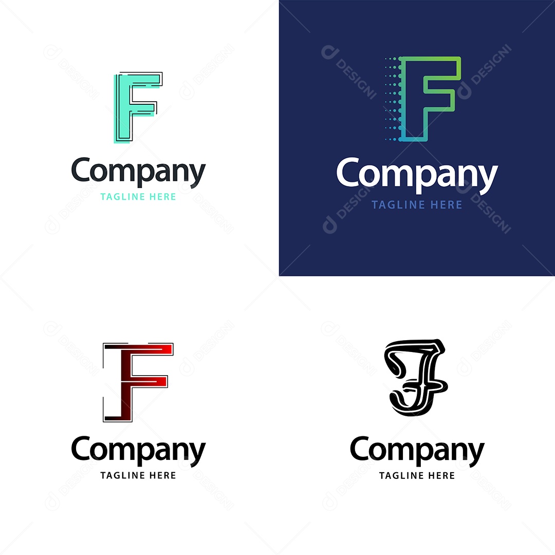 Pacote de Logotipo Letra F Ilustração Vetor EPS