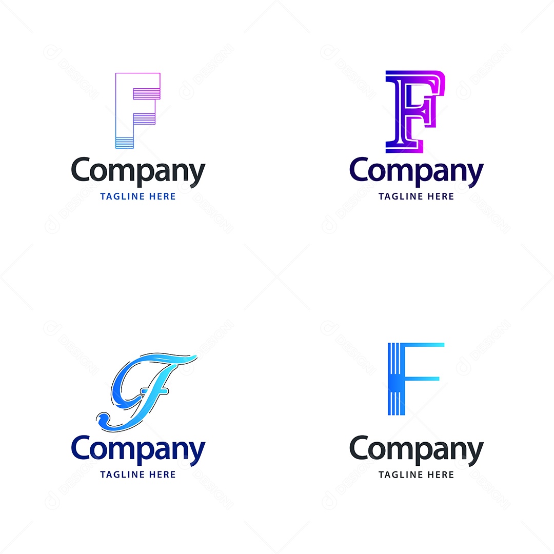 Pacote de Logotipo Letra F Ilustração Vetor EPS