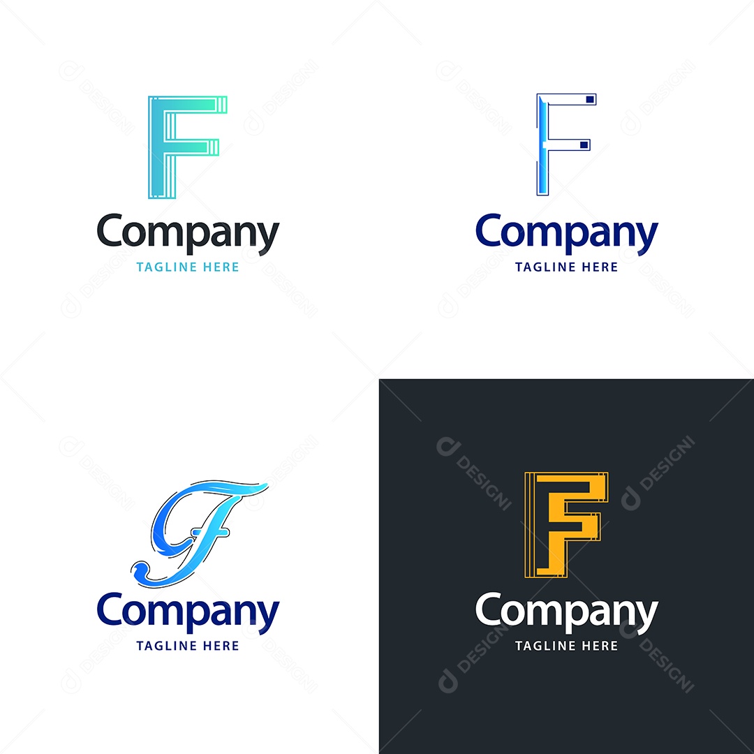 Pacote de Logotipo Letra F Ilustração Vetor EPS