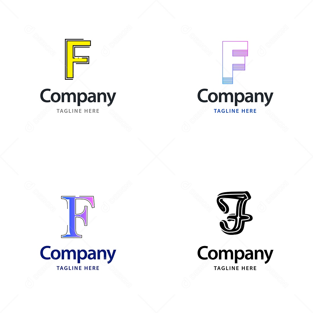 Pacote de Logotipo Letra F Ilustração Vetor EPS