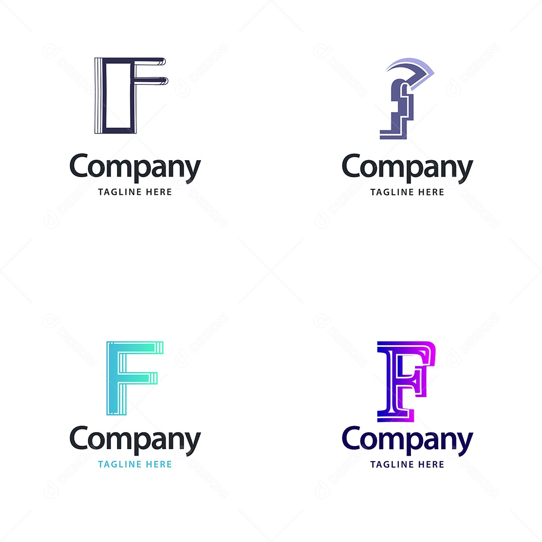 Pacote de Logotipo Letra F Ilustração Vetor EPS
