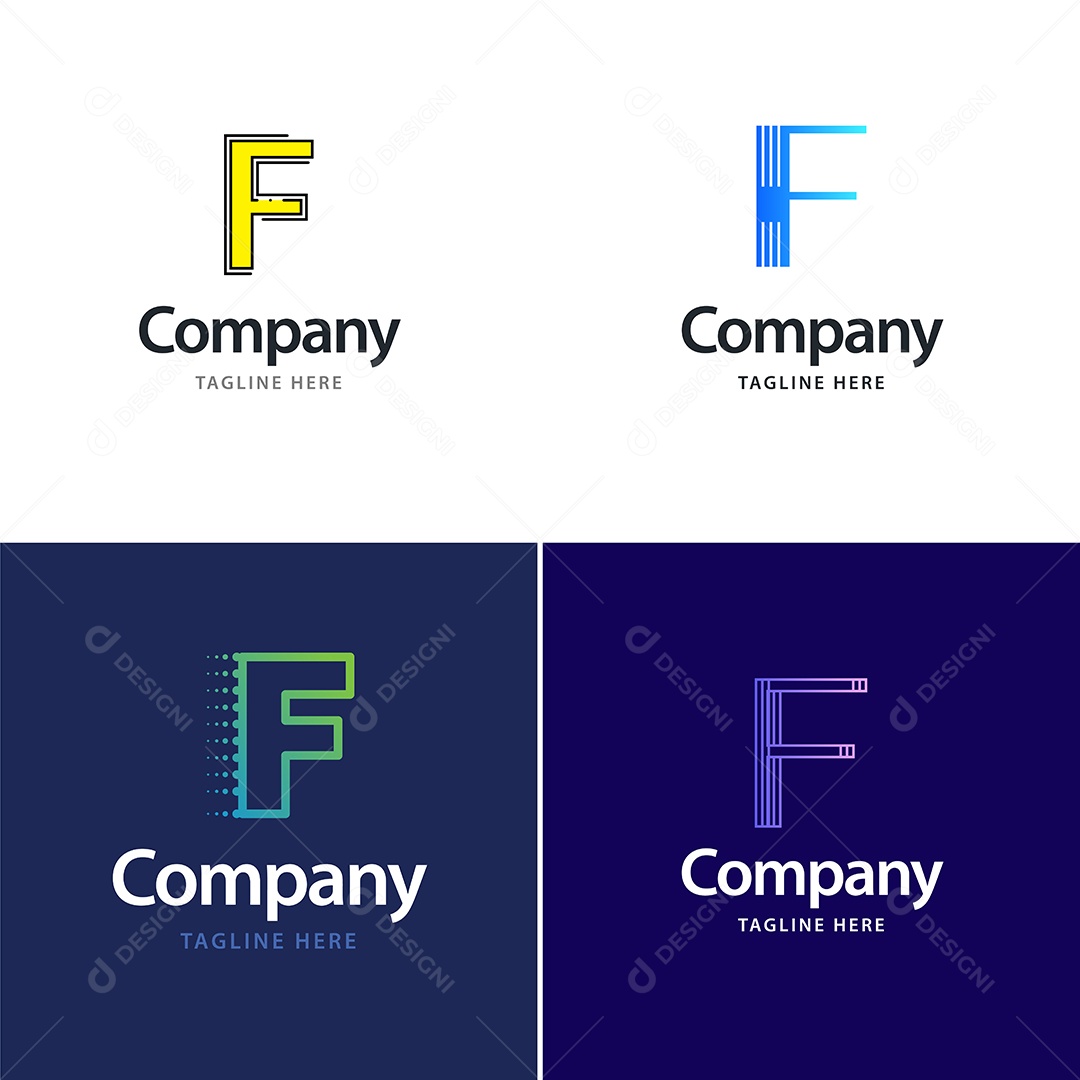 Pacote de Logotipo Letra F Ilustração Vetor EPS