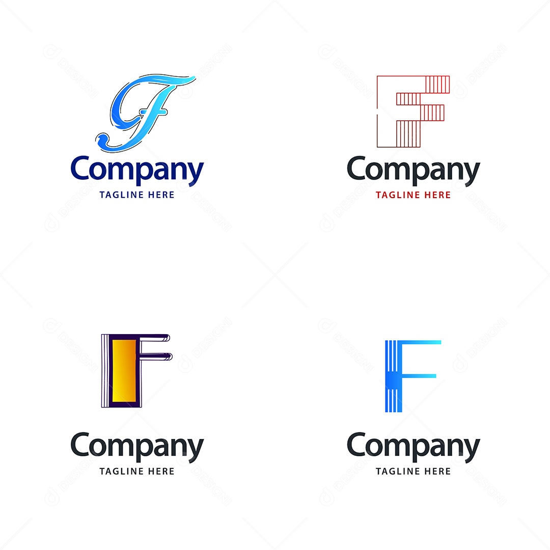 Pacote de Logotipo Letra F Ilustração Vetor EPS