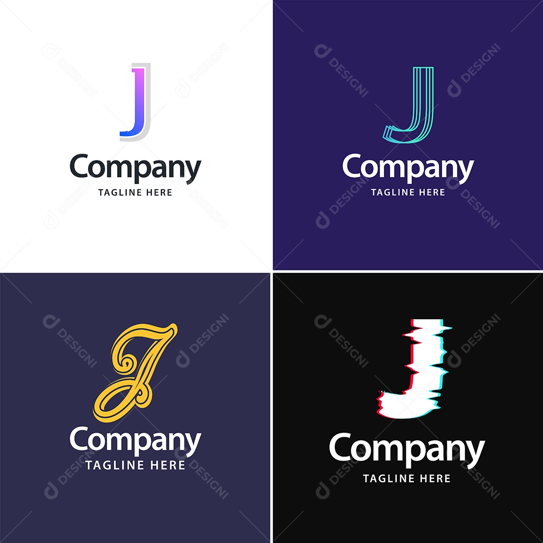 Pacote de Logotipo Letra J Ilustração Vetor EPS