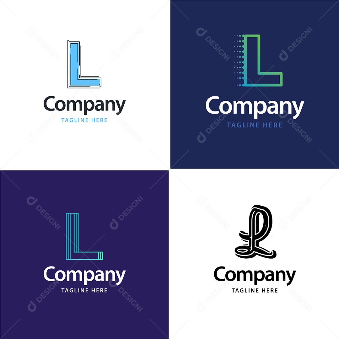 Pacote de Logotipo Letra L Ilustração Vetor EPS