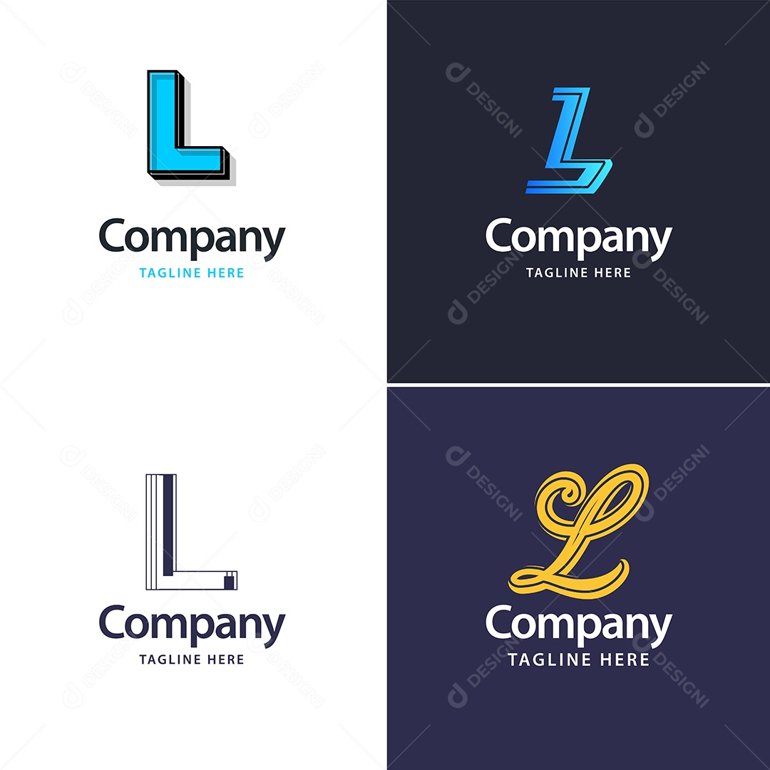 Pacote de Logotipo Letra L Ilustração Vetor EPS