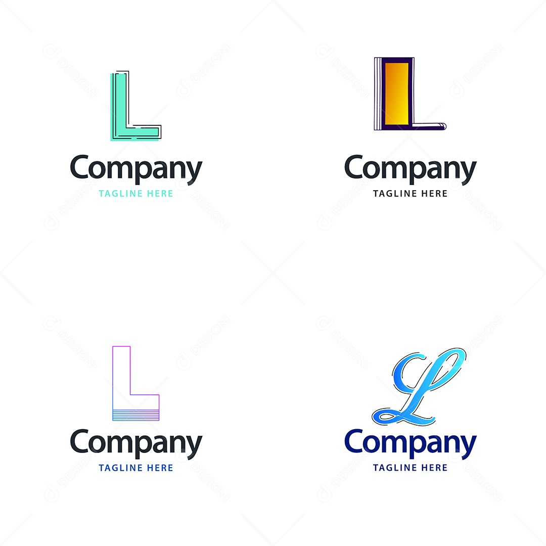 Pacote de Logotipo Letra L Ilustração Vetor EPS