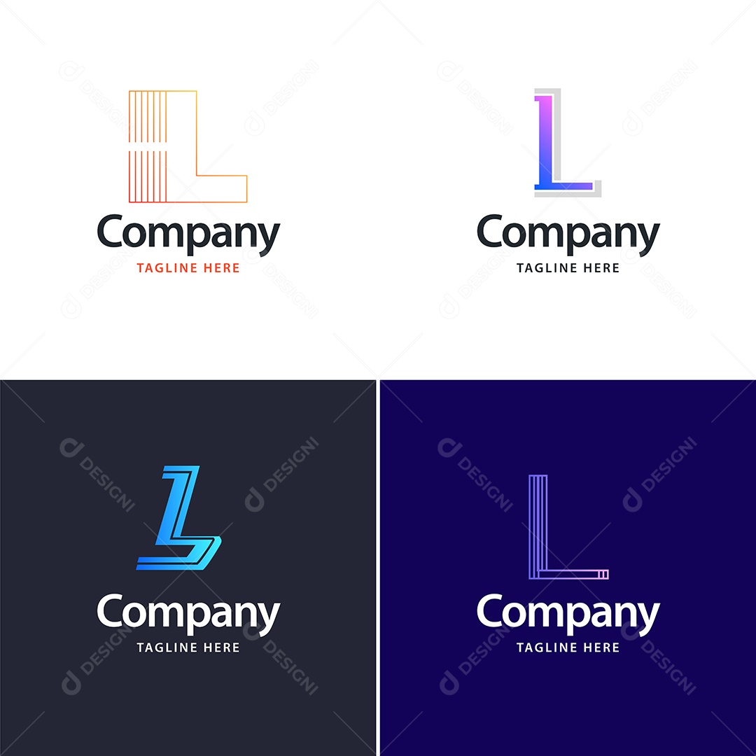 Pacote de Logotipo Letra L Ilustração Vetor EPS