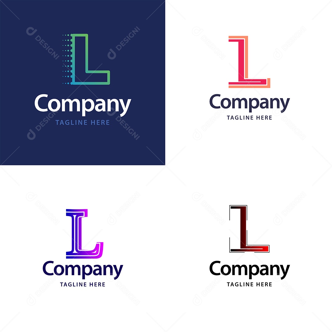 Pacote de Logotipo Letra L Ilustração Vetor EPS