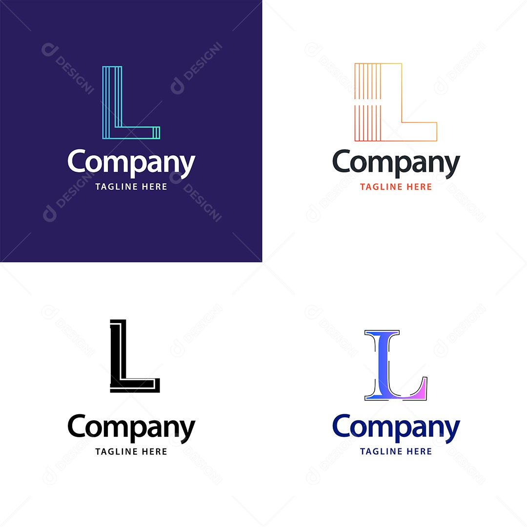 Pacote de Logotipo Letra L Ilustração Vetor EPS