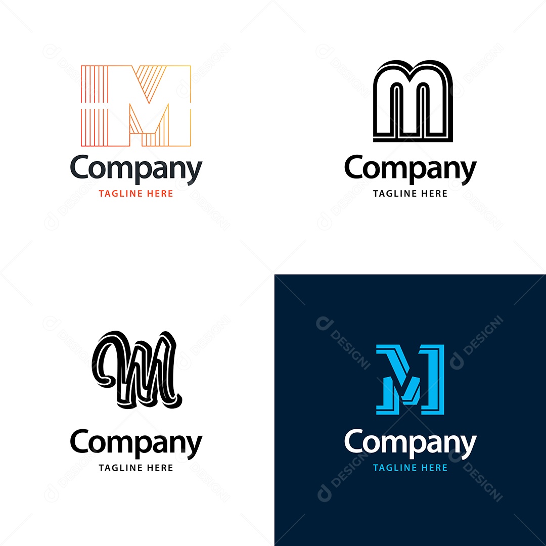 Pacote de Logotipo Letra M Ilustração Vetor EPS