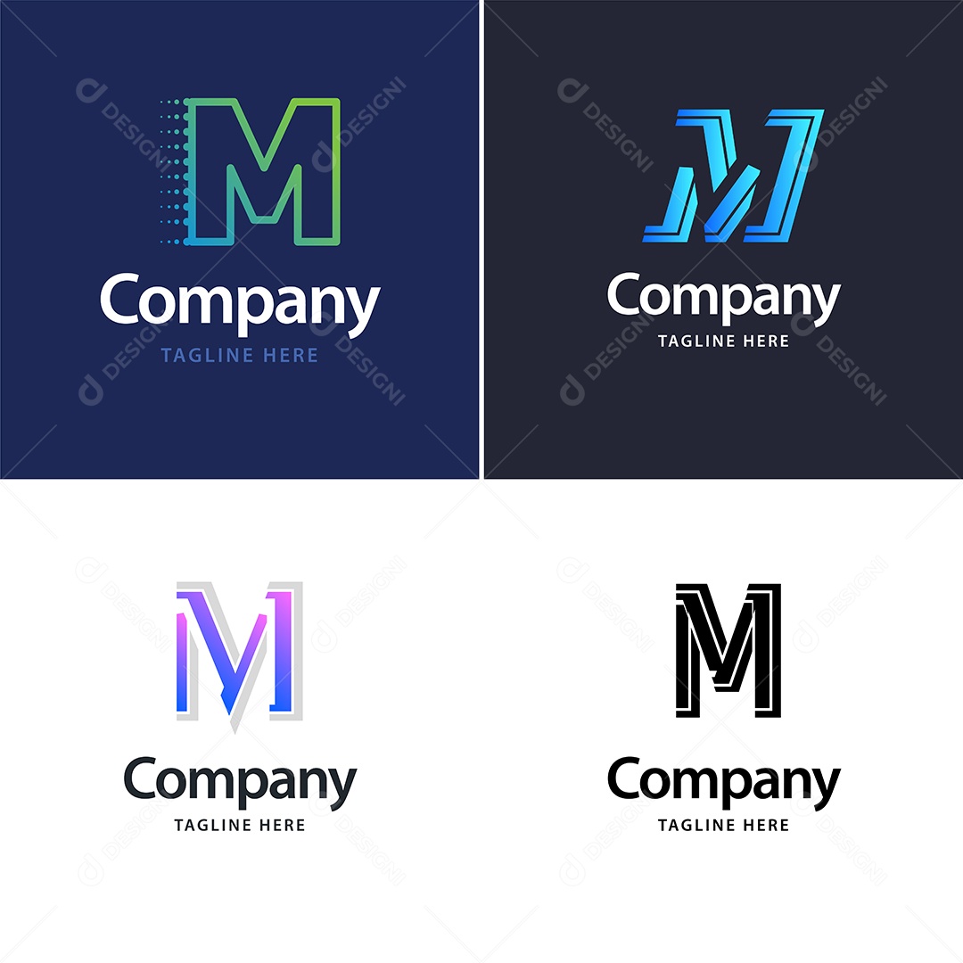 Pacote de Logotipo Letra M Ilustração Vetor EPS