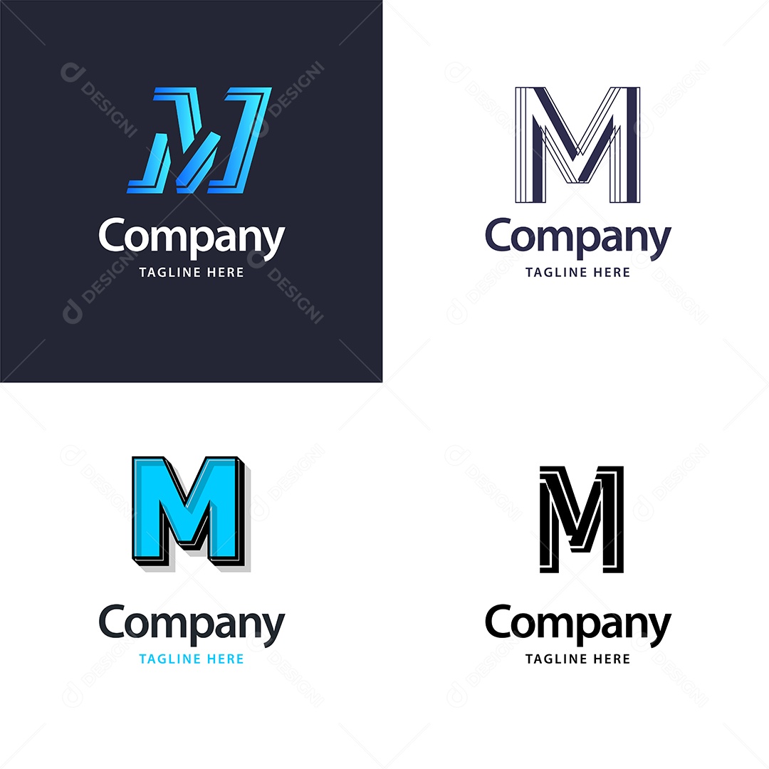 Pacote de Logotipo Letra M Ilustração Vetor EPS