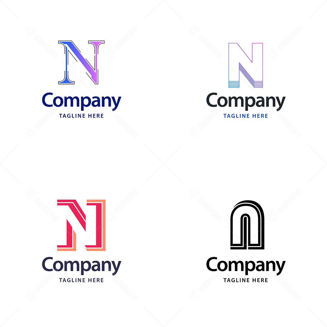 Pacote de Logotipo Letra N Ilustração Vetor EPS