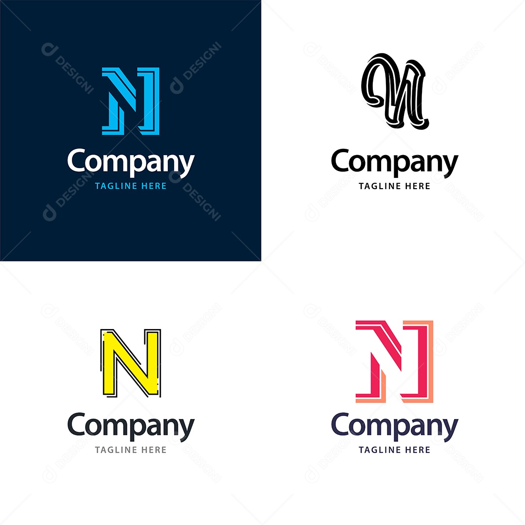 Pacote de Logotipo Letra N Ilustração Vetor EPS