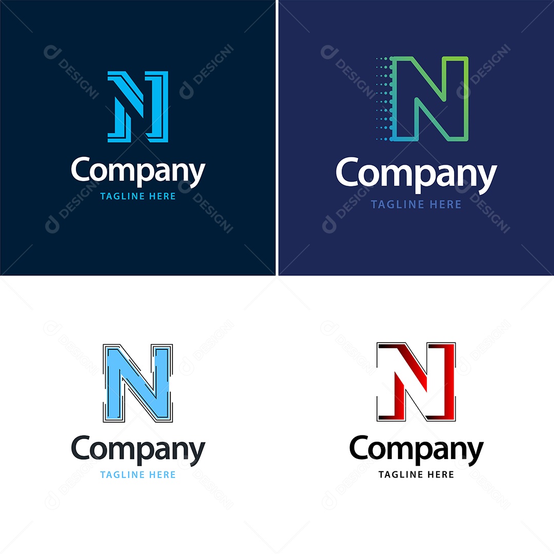 Pacote de Logotipo Letra N Ilustração Vetor EPS