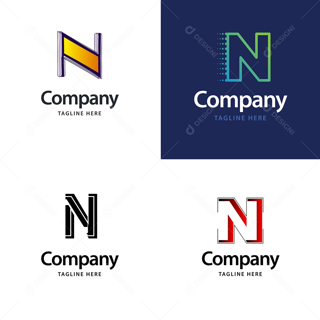 Pacote de Logotipo Letra N Ilustração Vetor EPS