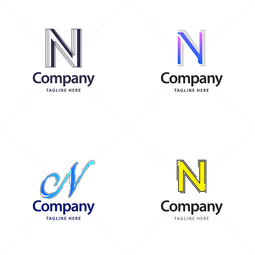 Pacote de Logotipo Letra N Ilustração Vetor EPS