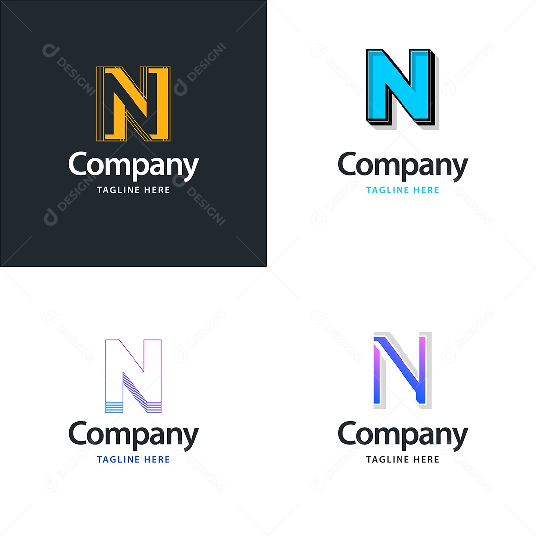 Pacote de Logotipo Letra N Ilustração Vetor EPS