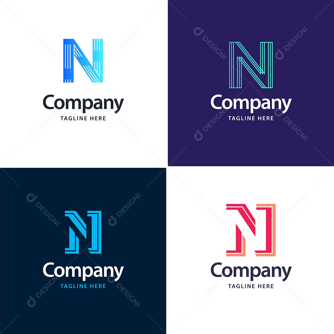Pacote de Logotipo Letra N Ilustração Vetor EPS