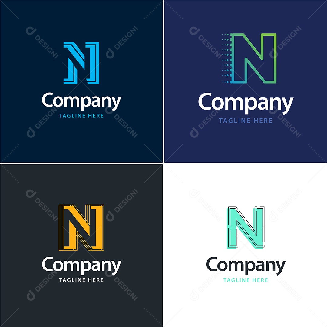 Pacote de Logotipo Letra N Ilustração Vetor EPS