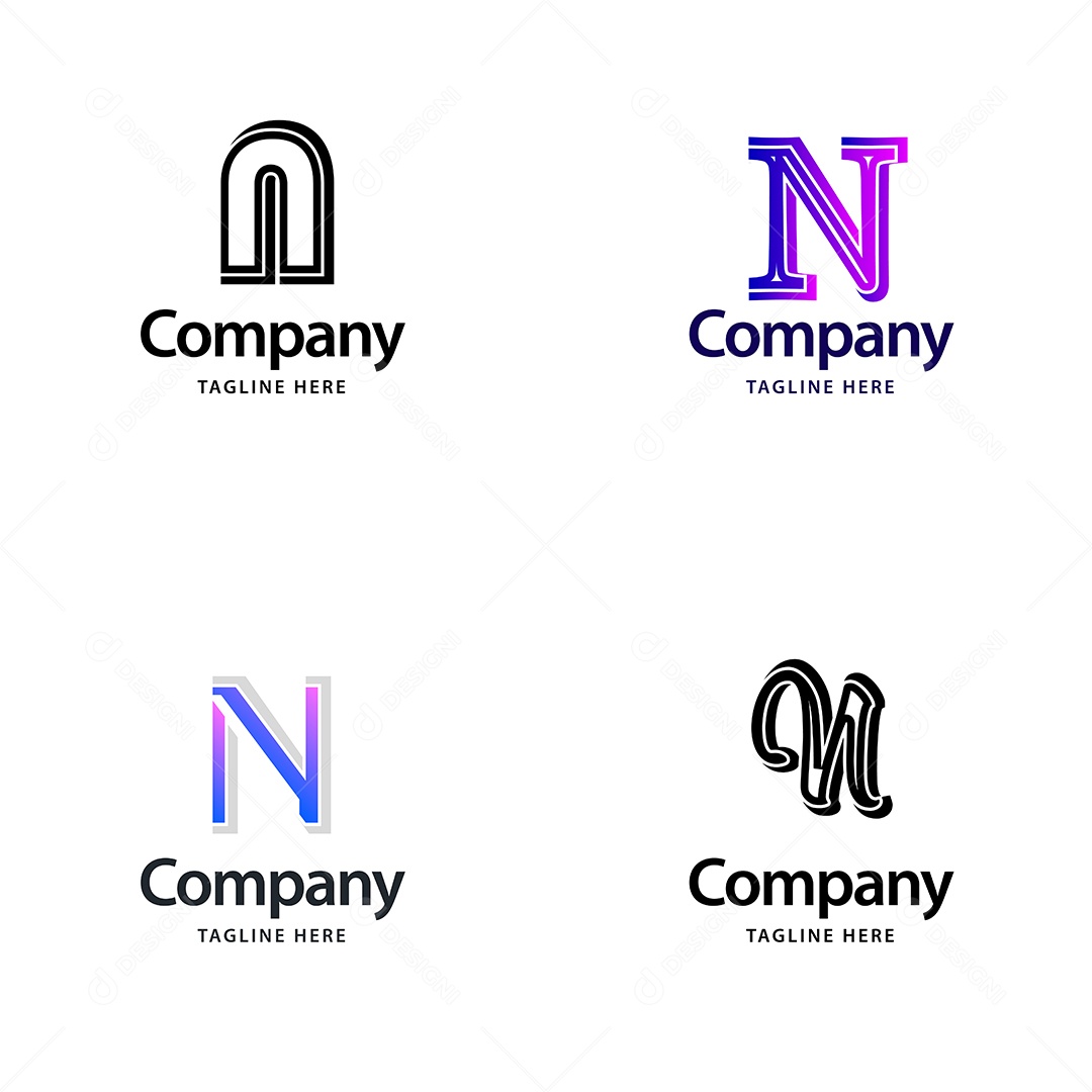 Pacote de Logotipo Letra N Ilustração Vetor EPS